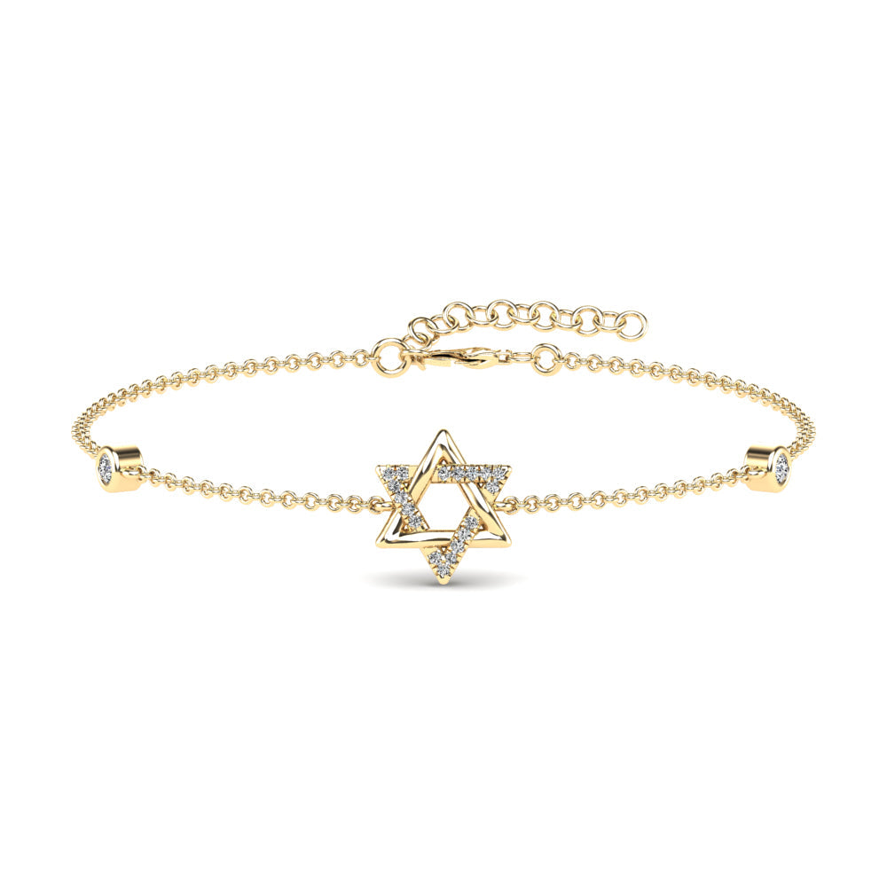 14K Solid Gold  0.10ctw Diamond Bracelets