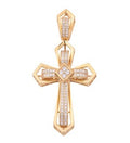 14K Solid Gold 0.56ctw Diamond Pave Cross Pendant