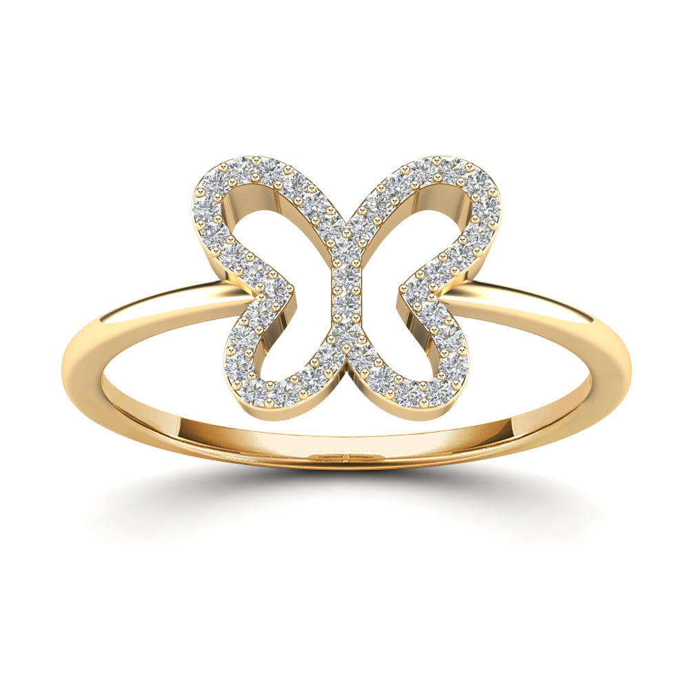 14K Solid Gold  0.14ctw Diamond Womens Rings