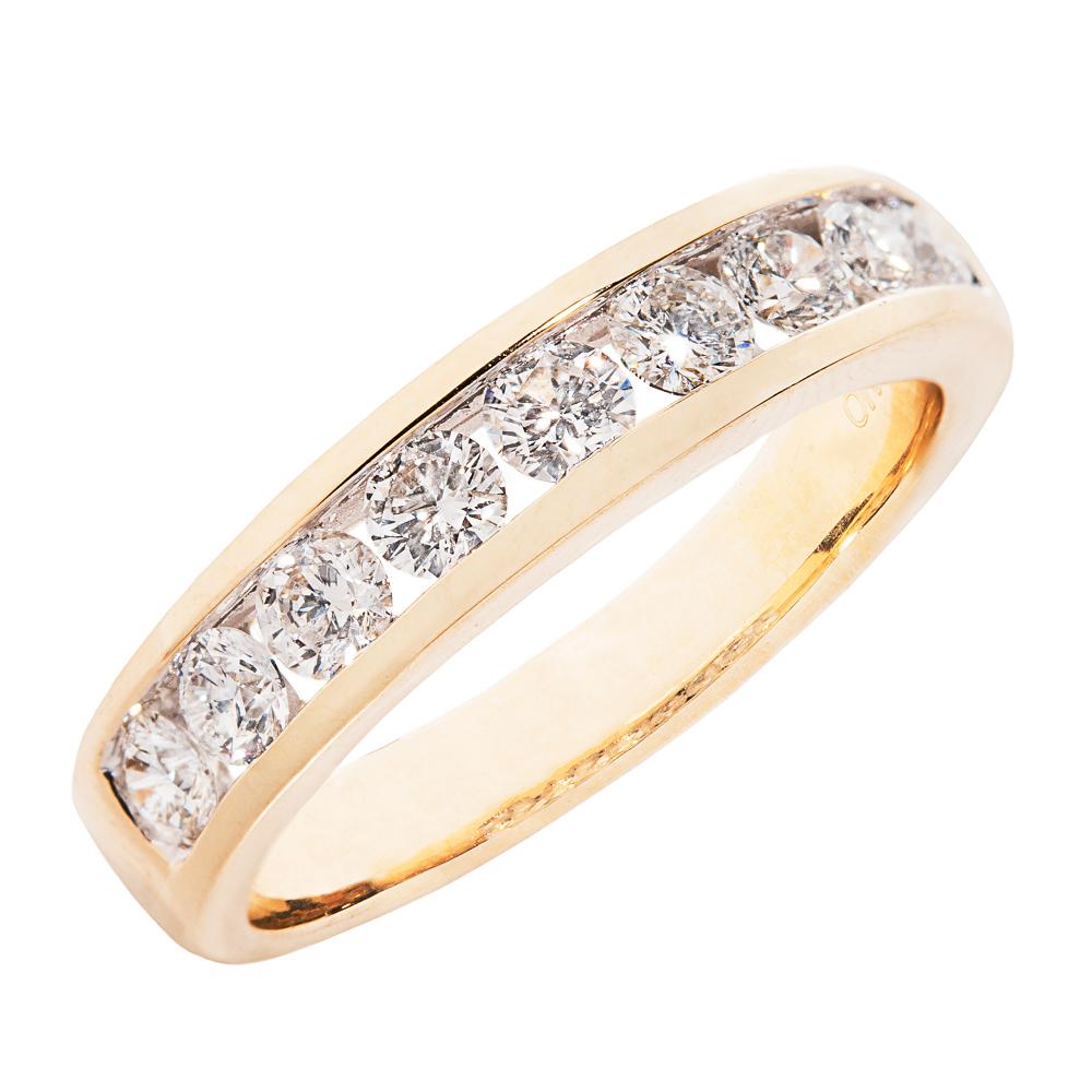 14K Solid Gold, Round Brilliant Cut Diamond Channel set Women's Wedding Band(0.77ctw)
