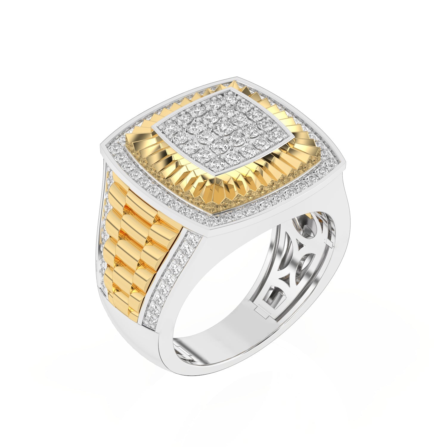 14K Solid Gold  1.16ctw Diamond Mens Rings