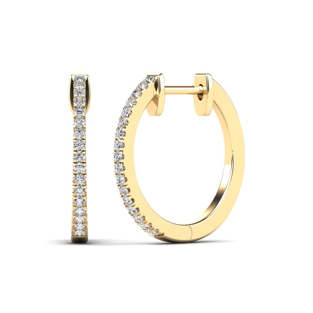 14K Solid Gold 0.16ctw Diamond Hoop Earrings