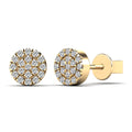 14K Solid Gold 0.12ctw Diamond Micro-pavé Round Stud Earrings