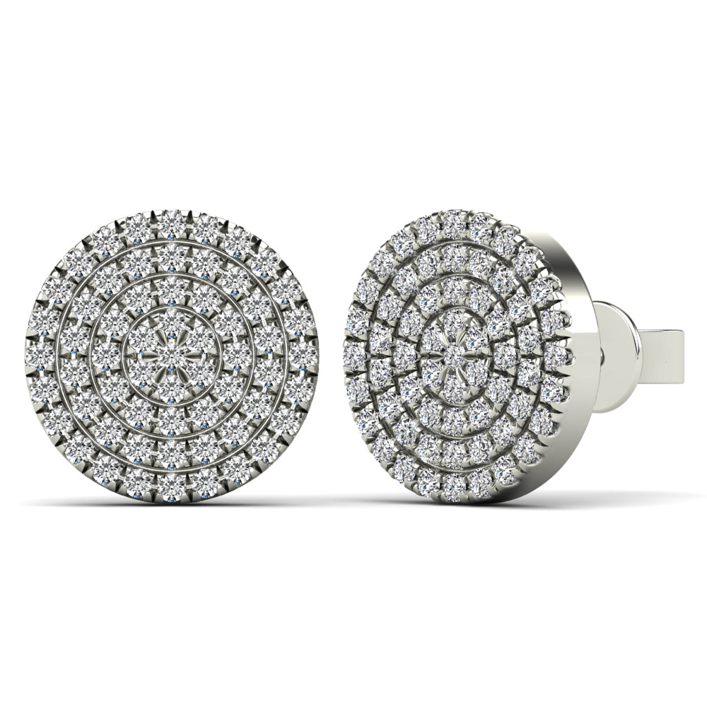 14K Solid Gold 0.38ctw Diamond Micro-pavé Round Stud Earrings