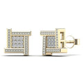 14K Solid Gold 0.05ctw Diamond Square Stud Earrings