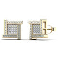 14K Solid Gold 0.08ctw Diamond Square Stud Earrings