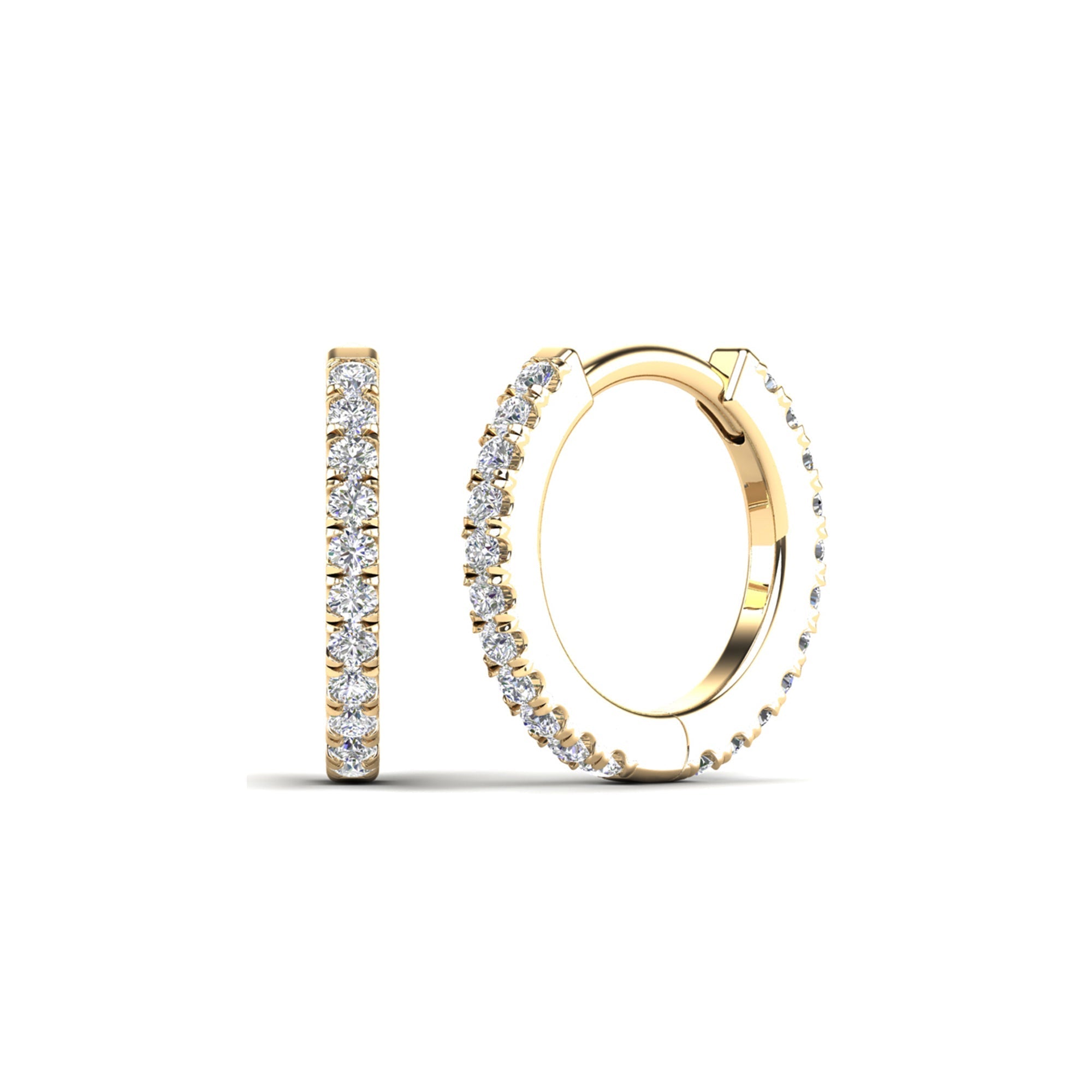 14K Solid Gold 0.16ctw Full Round Diamond Hoop Earrings