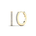 14K Solid Gold 0.08ctw Half Round Diamond Hoop Earrings