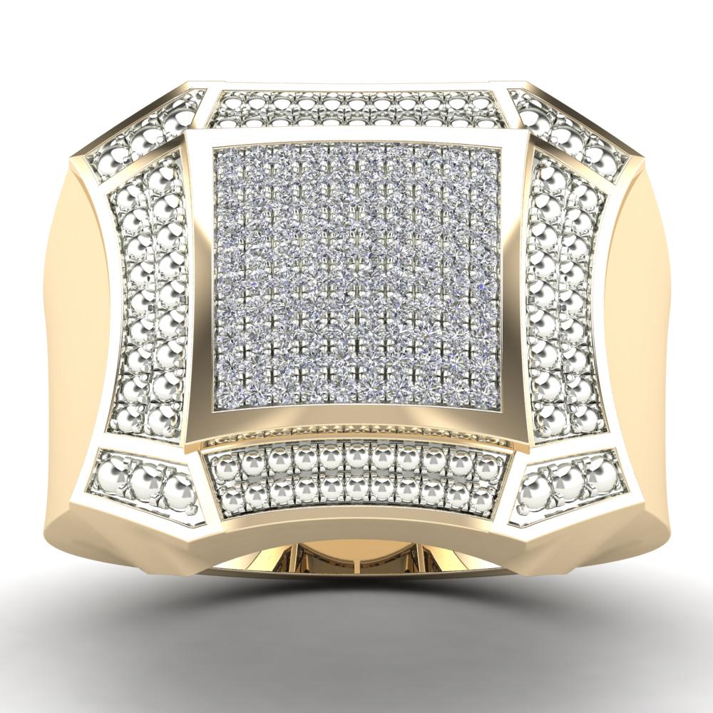 14K Solid Gold 0.31ctw Diamond Mens Ring