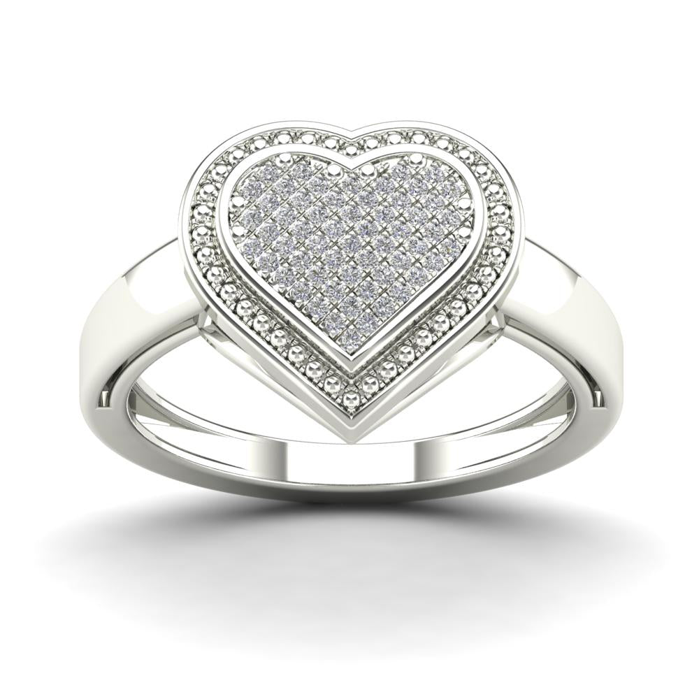 10K Solid Gold 0.12ctw Diamond Heart Ring