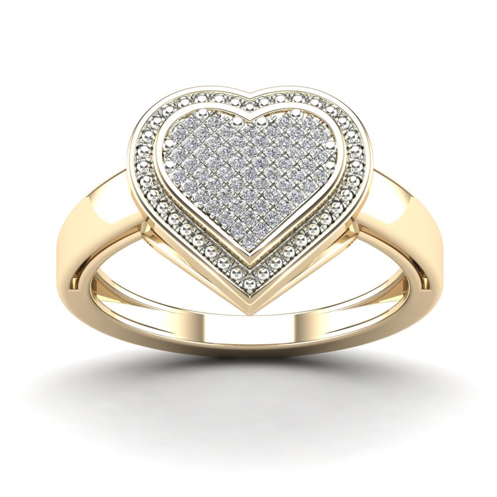 10K Solid Gold 0.12ctw Diamond Heart Ring