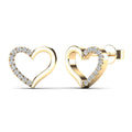 14K Solid Gold 0.07ctw Diamond Heart Stud Earrings
