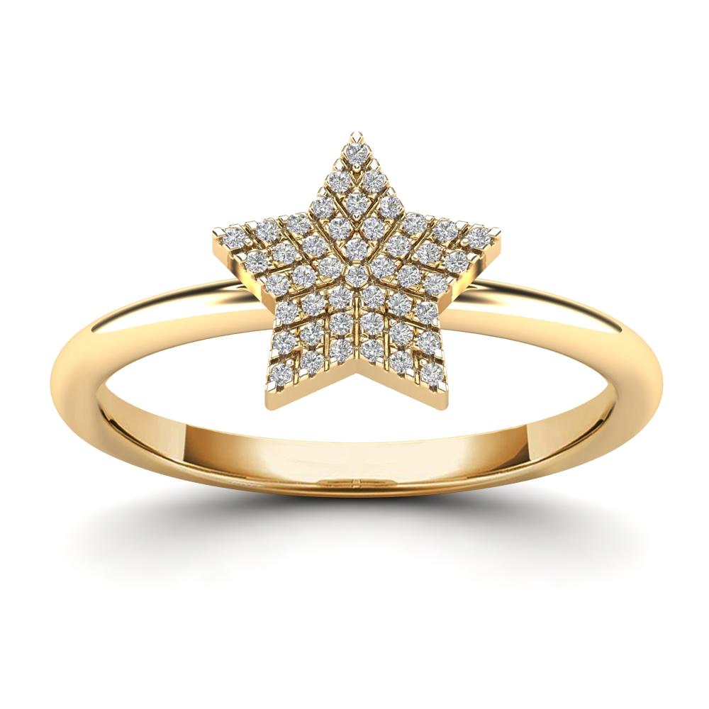 14K Solid Gold 0.12ctw Diamond Iced Out Star Womens Ring