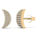 14K Solid Gold 0.08ctw Diamond Crescent Luna Stud Earrings