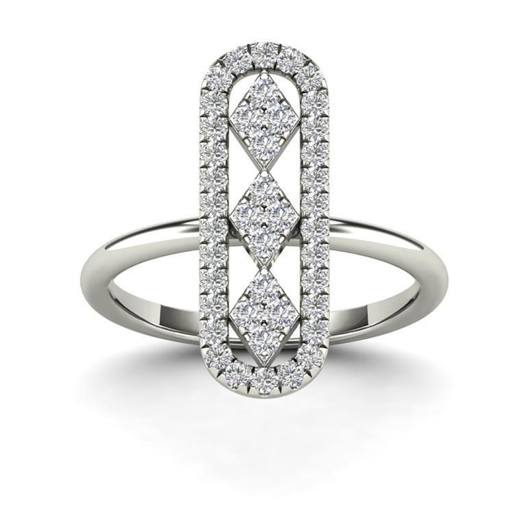 14K Solid Gold 0.46ctw Diamond Womens Statement Ring