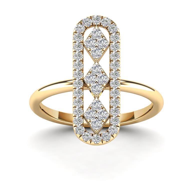 14K Solid Gold 0.46ctw Diamond Womens Statement Ring
