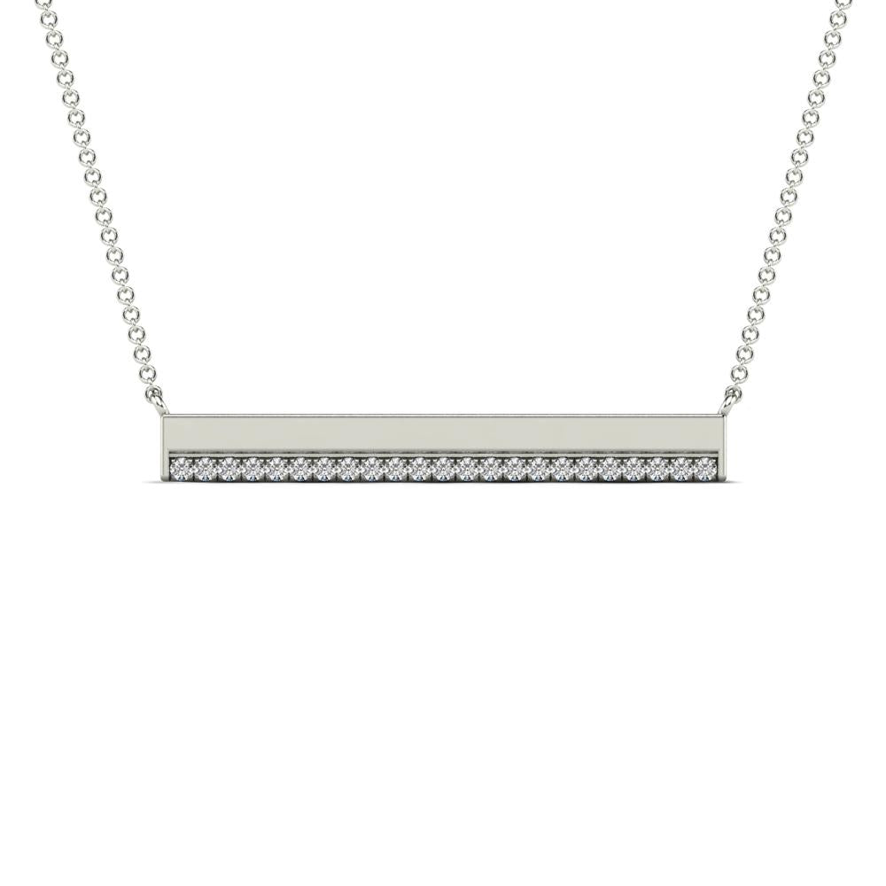 14K Solid Gold 0.08ctw Diamond Line Bar Necklace