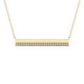 14K Solid Gold 0.08ctw Diamond Line Bar Necklace