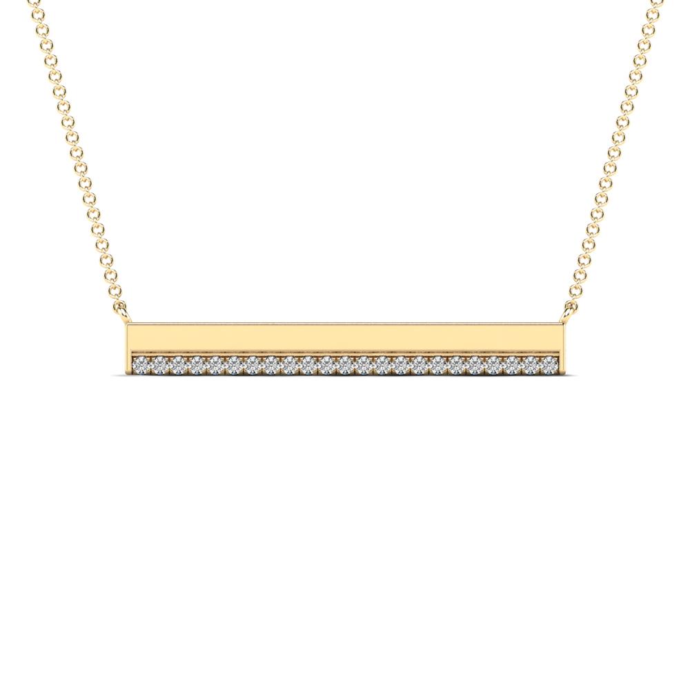 14K Solid Gold 0.08ctw Diamond Line Bar Necklace