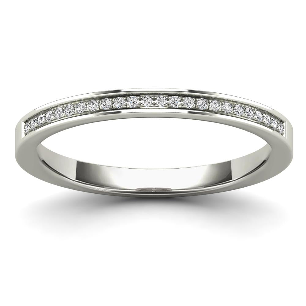 14K Solid Gold 0.08ctw Diamond Half Eternity Womens Wedding Band