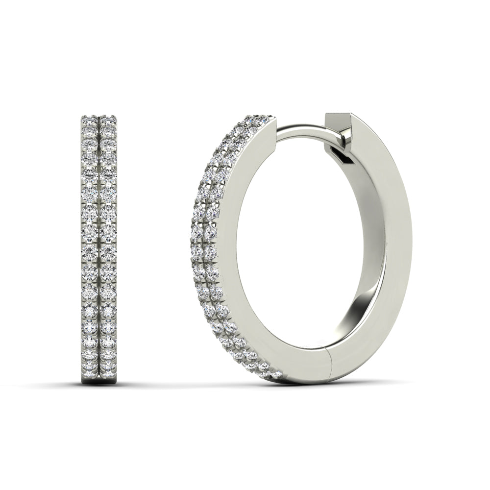 14K Solid Gold 0.20ctw Diamond Hoop Earrings