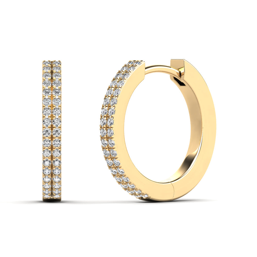 14K Solid Gold 0.20ctw Diamond Hoop Earrings
