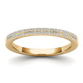 14K Solid Gold 0.16ctw Diamond Double Line Half Eternity Womens Wedding Band