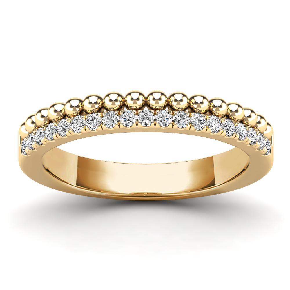 14K Solid Gold 0.20ctw Diamond Beaded Half Eternity Womens Wedding Band