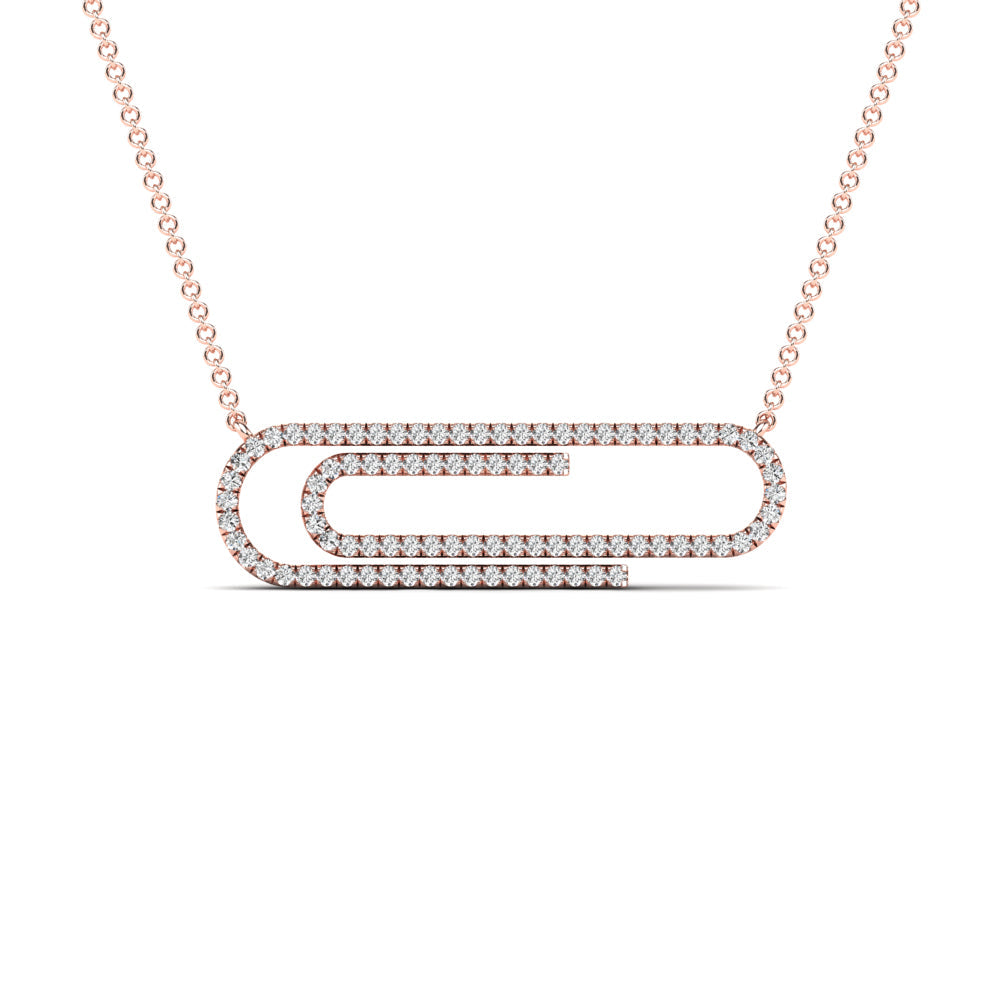 14K Solid Gold 0.18ctw Diamond Safety Pin Necklace