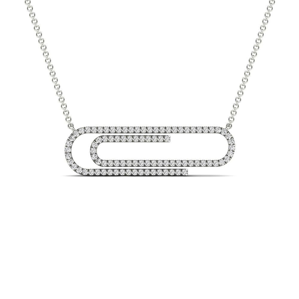 14K Solid Gold 0.18ctw Diamond Safety Pin Necklace