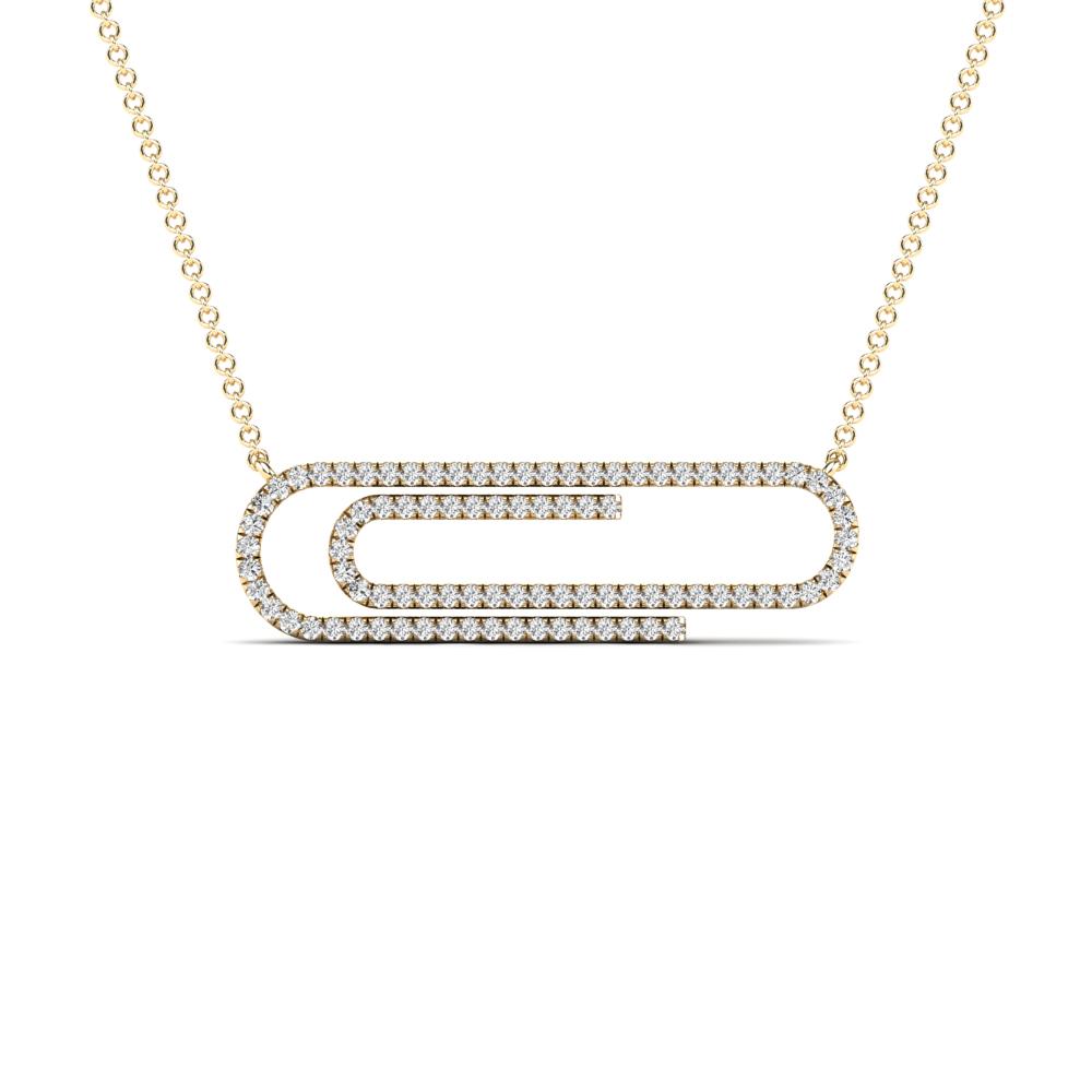 14K Solid Gold 0.18ctw Diamond Safety Pin Necklace