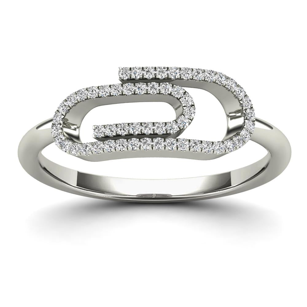 14K Solid Gold 0.11ctw Diamond Safety Pin Womens Ring