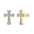14K Solid Gold  0.12ctw Diamond Cross Stud Earrings