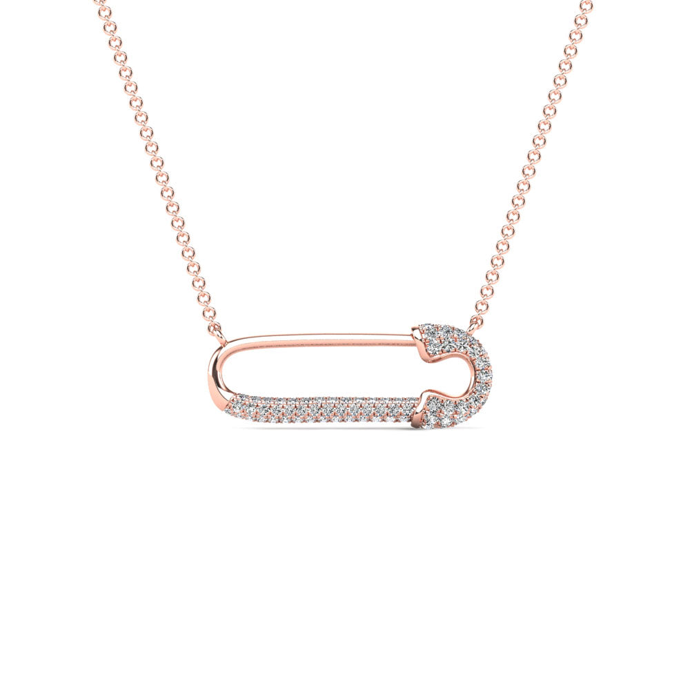 14K Solid Gold 0.18ctw Diamond Pin Necklaces