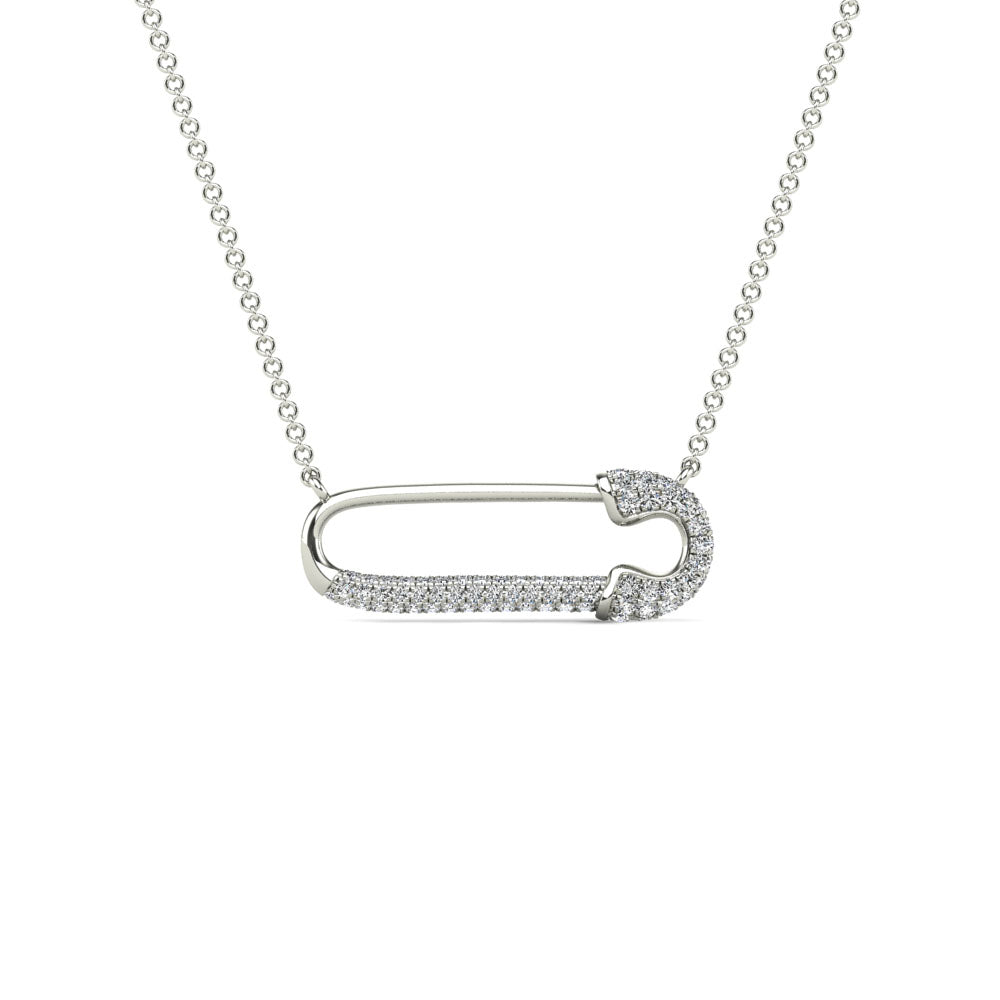 14K Solid Gold 0.18ctw Diamond Pin Necklaces