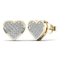 14K Solid Gold 0.16ctw Diamond Heart Stud Earrings