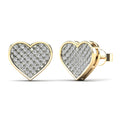 14K Solid Gold 0.21ctw Diamond Heart Stud Earrings