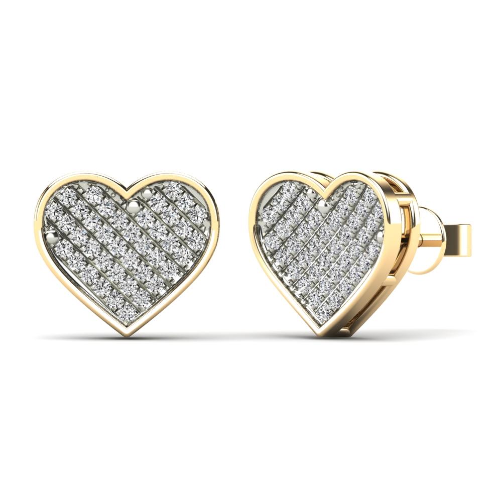 14K Solid Gold 0.21ctw Diamond Heart Stud Earrings