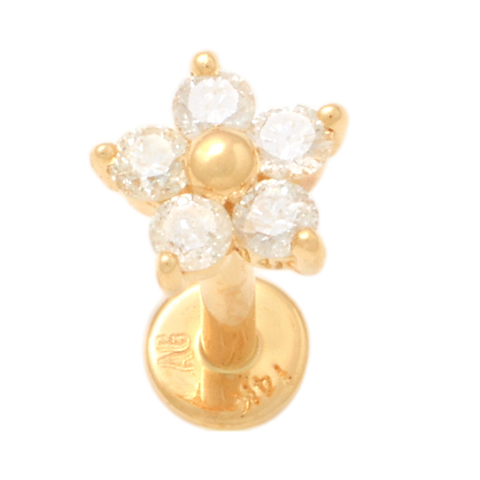 14K Solid Gold 0.0585ctw Diamond Ear Piercings - Post Size Option