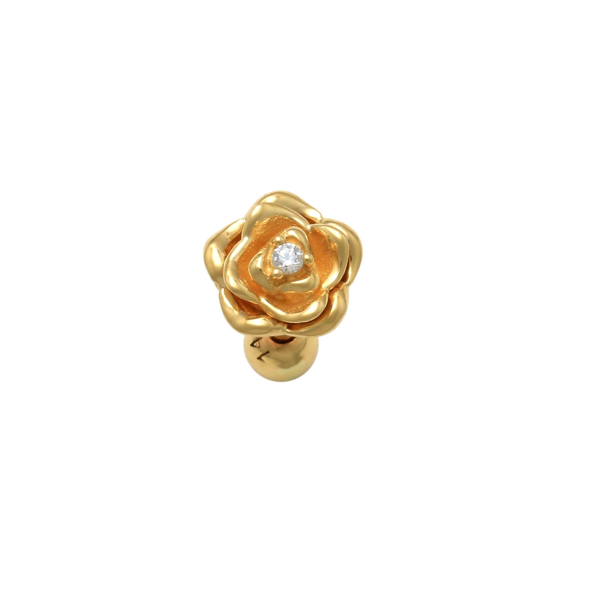 14K Solid Gold 0.008ctw Diamond Ear Piercings