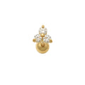 14K Solid Gold 0.065ctw Trinity Diamond Ear Piercing 18gauge - More Size Option