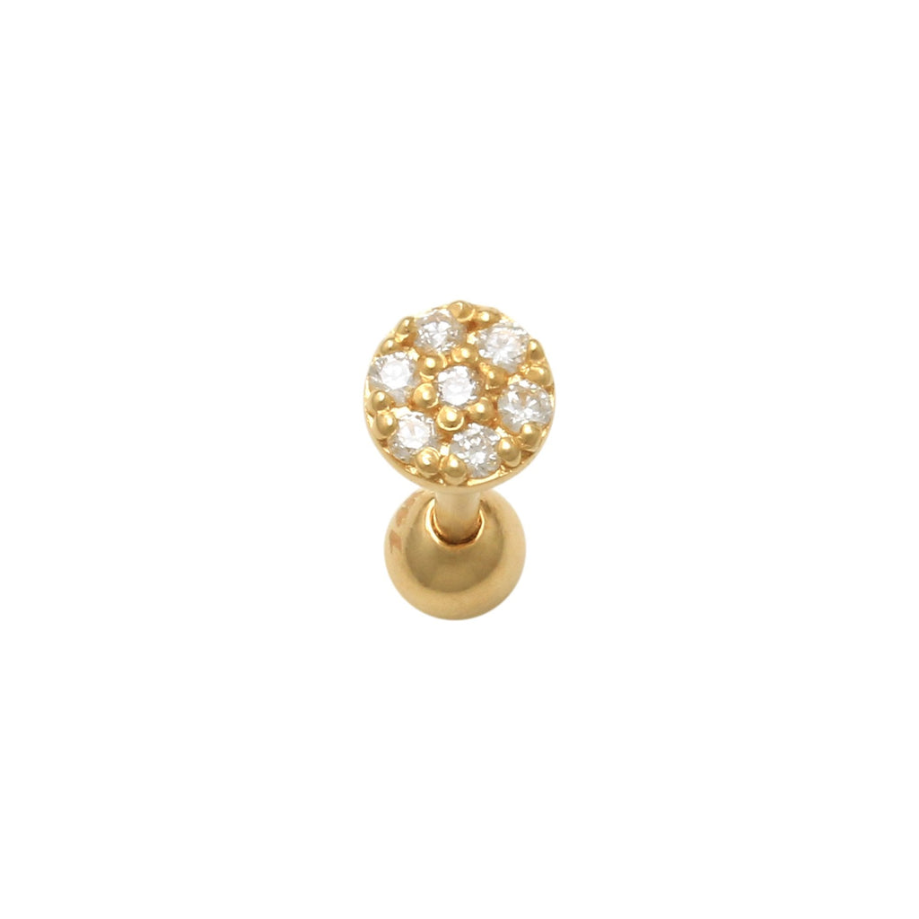 14K Solid Gold 0.042ctw Diamond Mini Round Ear Piercing 18gauge