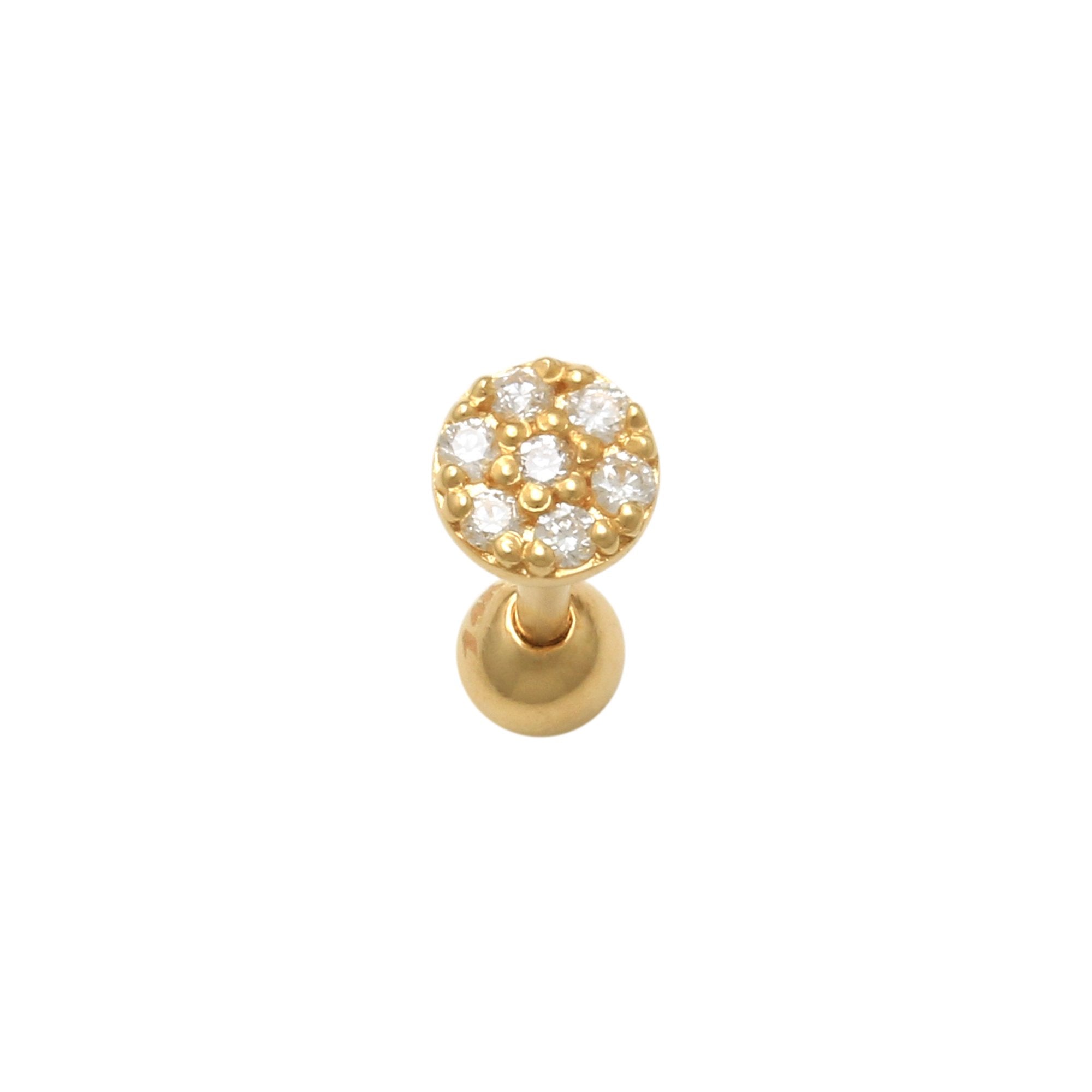 14K Solid Gold 0.042ctw Diamond Mini Round Ear Piercing 18gauge