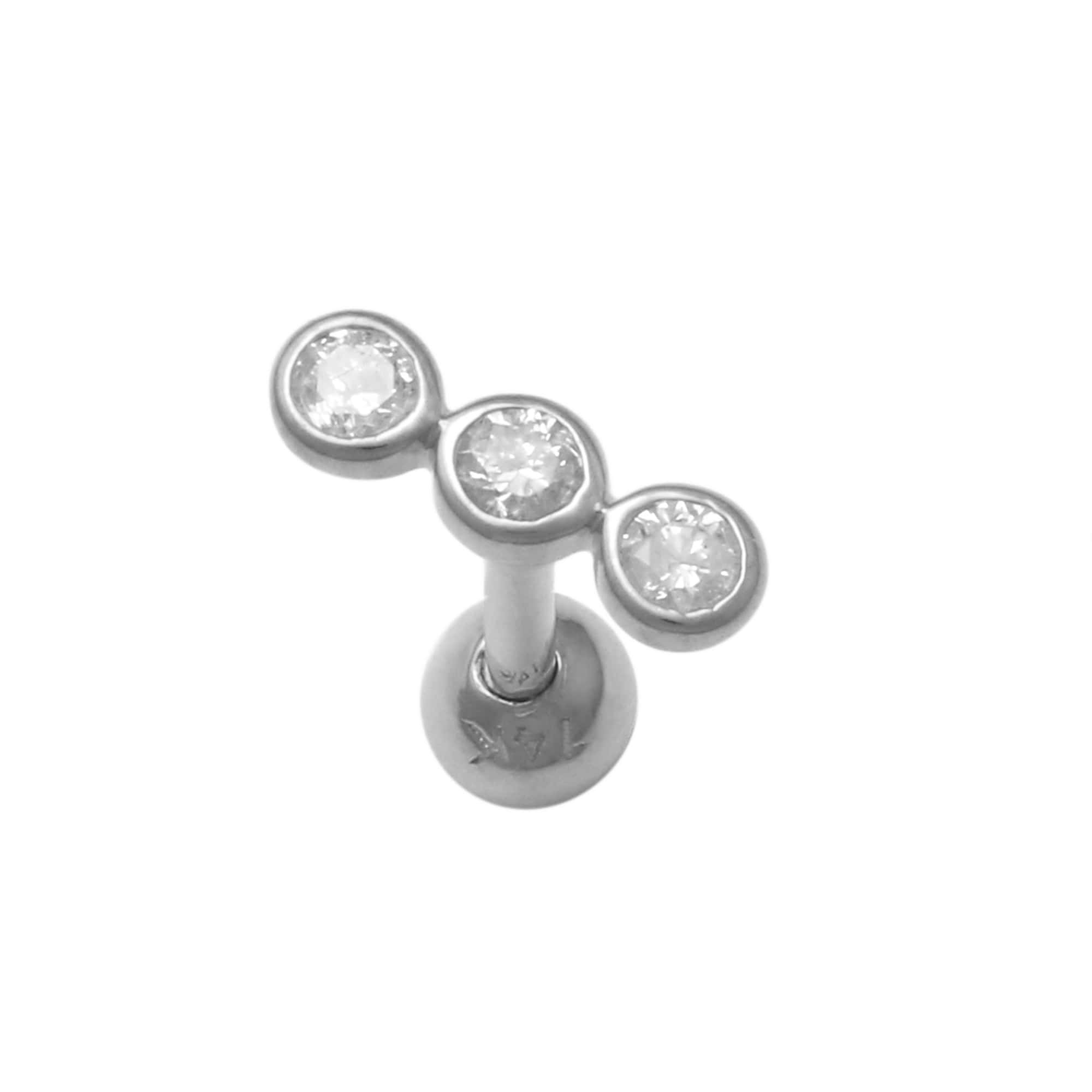 14K Solid Gold 0.06ctw Diamond Ear Piercings