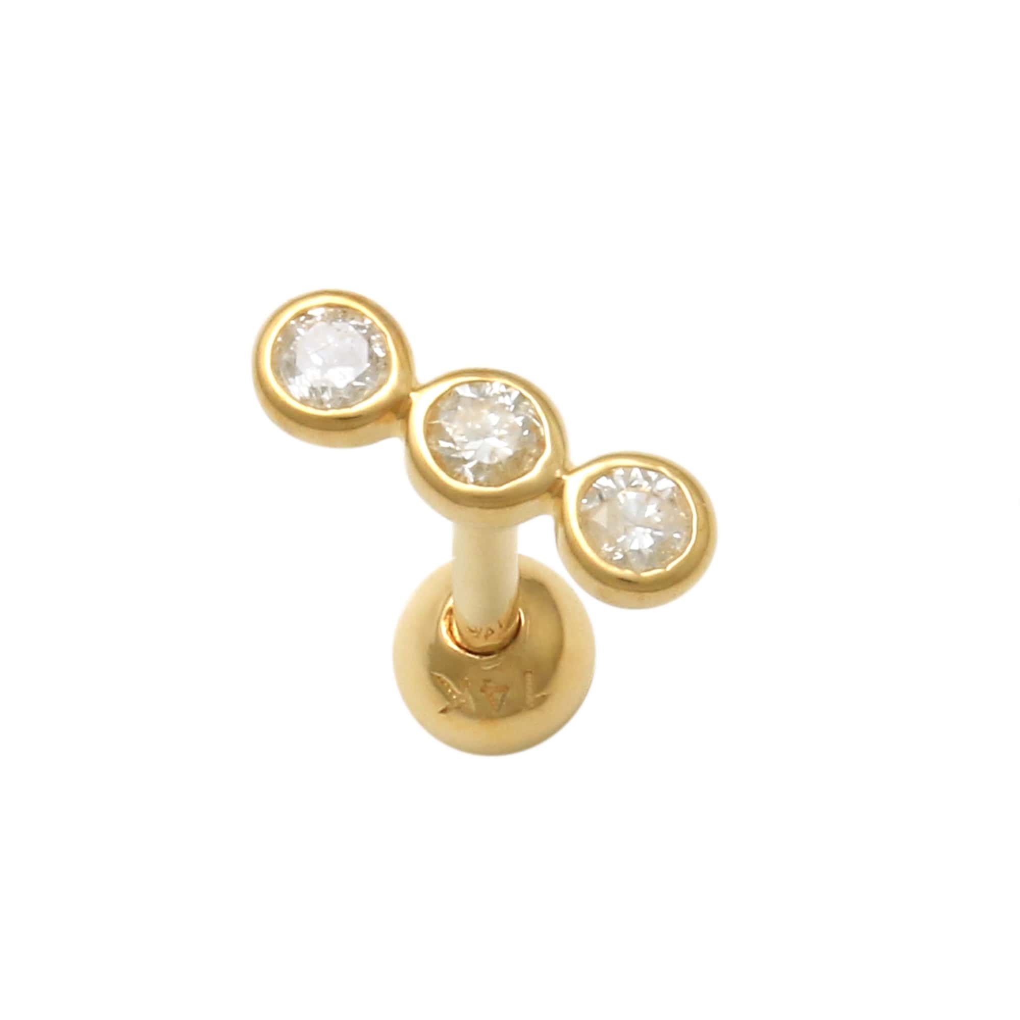14K Solid Gold 0.06ctw Diamond Ear Piercings