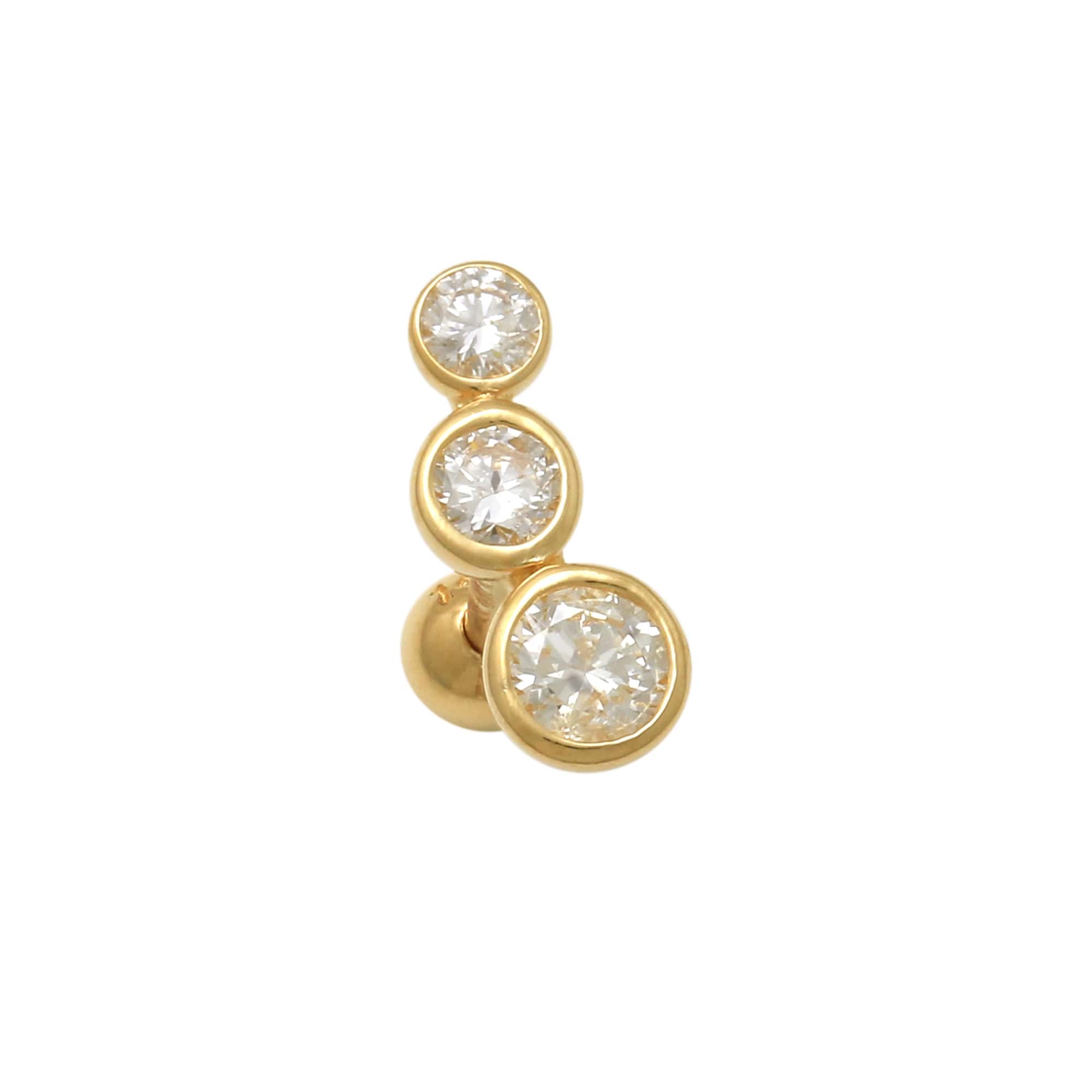 14K Solid Gold 0.21ctw Diamond Ear Piercings