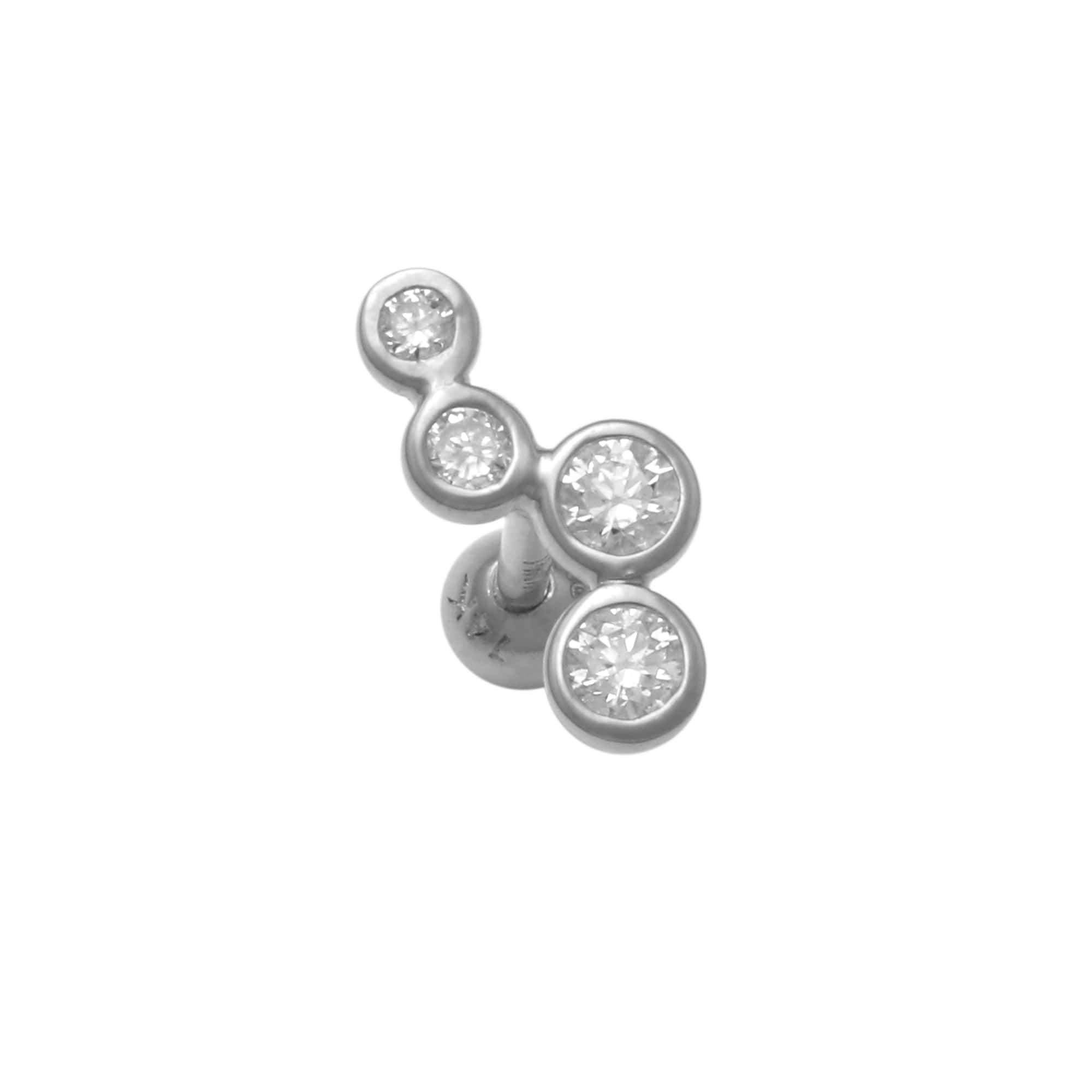 14K Solid Gold 0.11ctw Diamond Ear Piercings