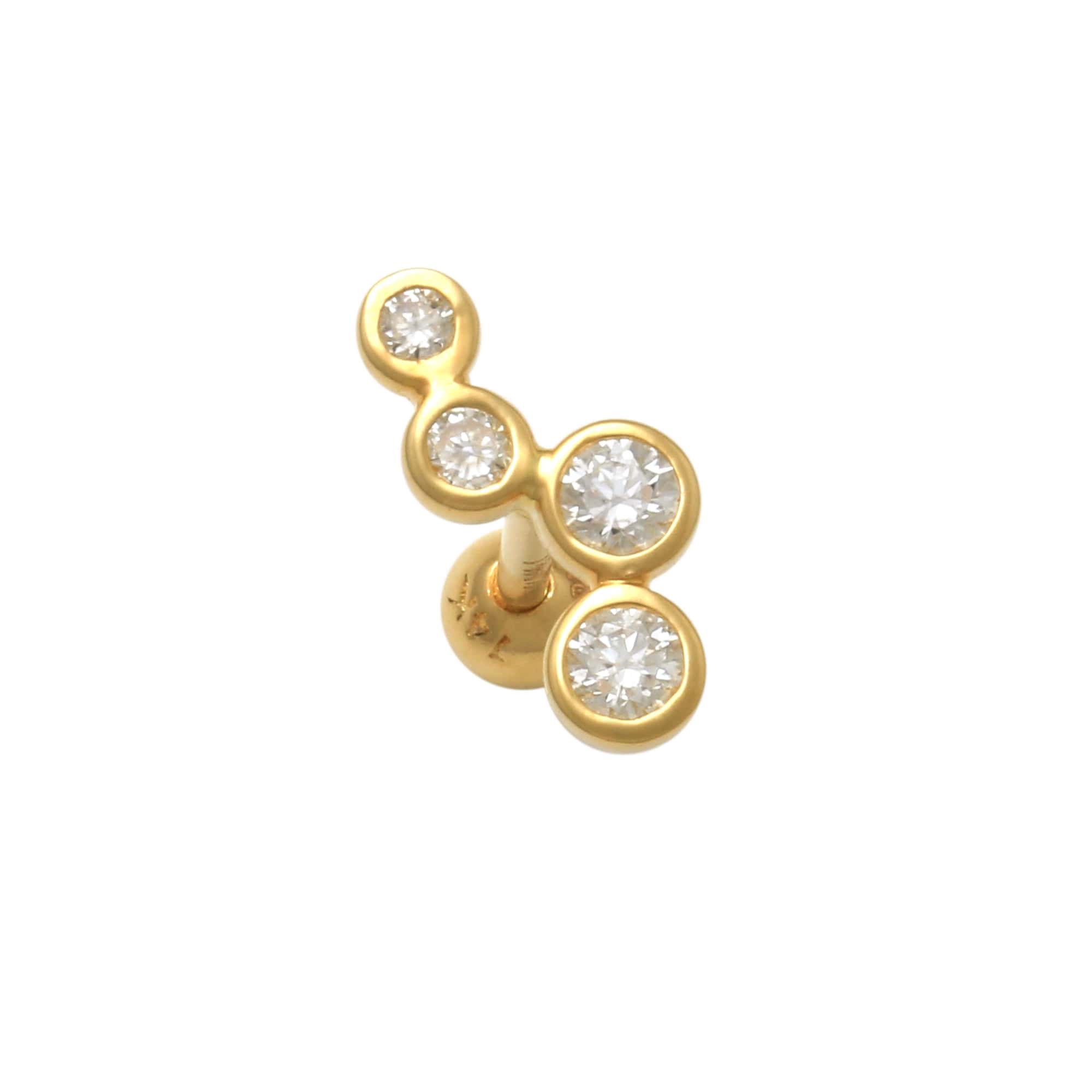 14K Solid Gold 0.125ctw Diamond Ear Piercings