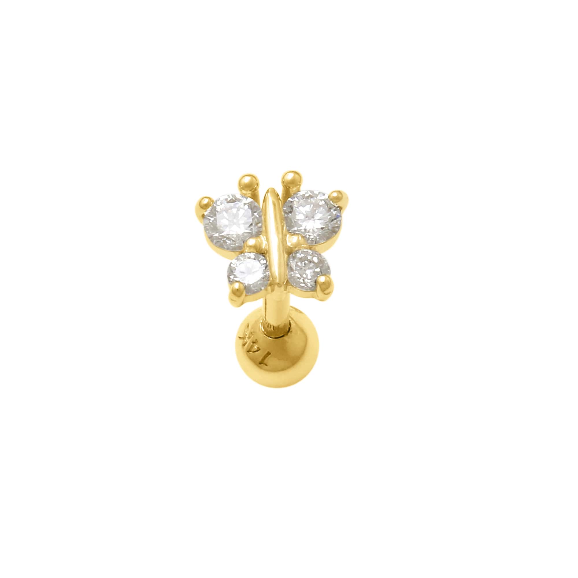 14K Solid Gold 0.11ctw Diamond Ear Piercings