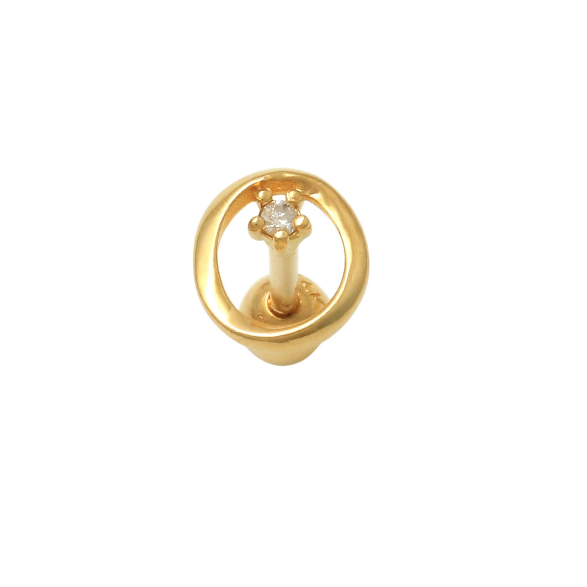 14K Solid Gold 0.0079ctw Diamond Ear Piercings